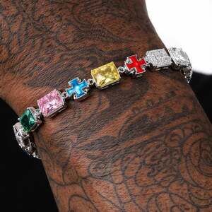 Multicoloured Cross Charm Bracelet With 1 A 0 E